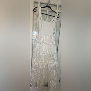 Lulus Tie Sleeve Satin Embroidered Dress- Size Small